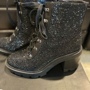 INC Black Glitter Boots